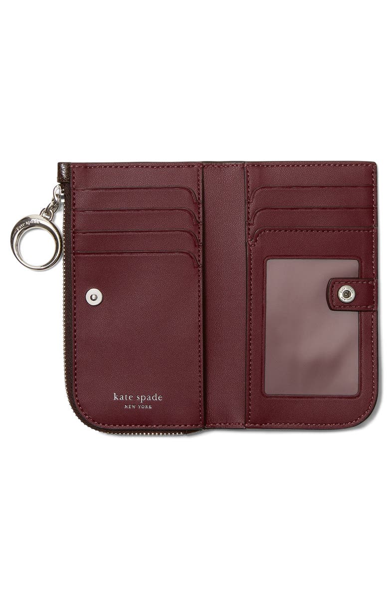 Kate Spade New York halo glazed leather small wallet, Alternate, color, Hot Fudge