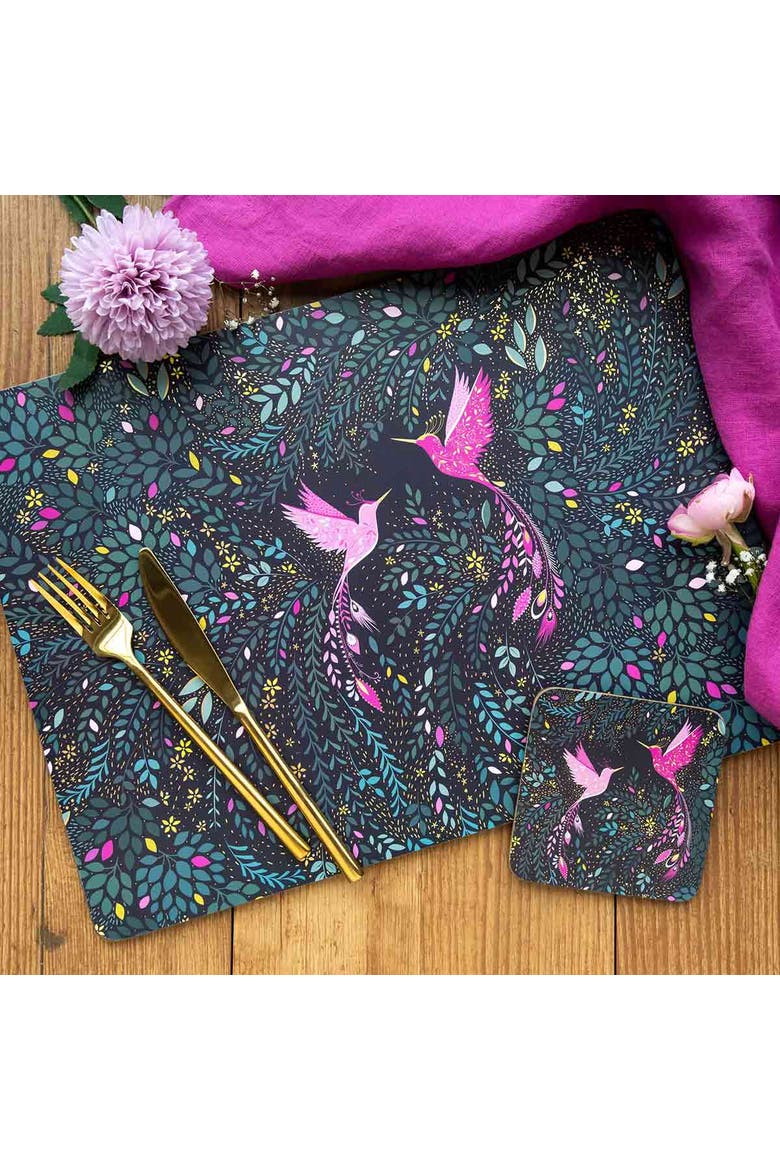 Sara Miller India Set of 4 Cork Back Placemats, Alternate, color, Blue