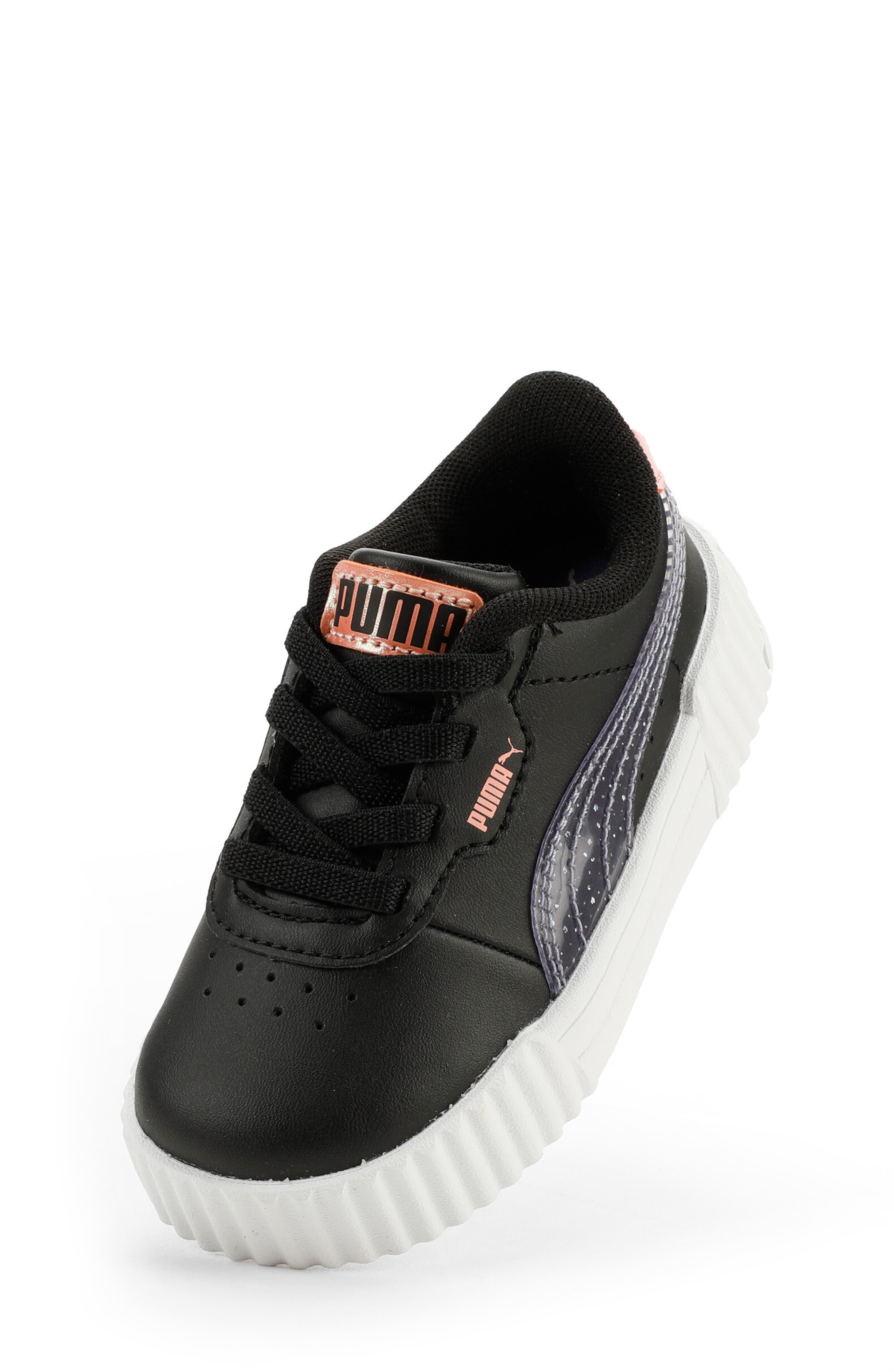 PUMA Kids' Carina 3.0 First Blossom Sneaker, Alternate, color, Puma Black-Lavender Alert-Pink
