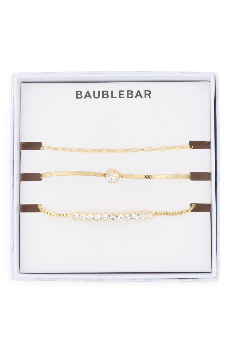 BaubleBar Set of 3 Better Together Bracelets, Main, color, Gold