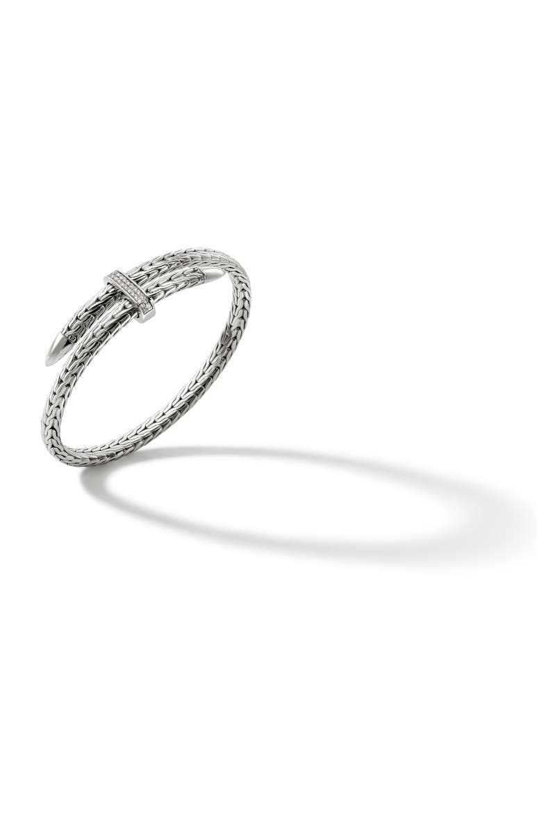 Spear Flex Cuff, Diamonds, 5.5mm, Alternate, color, STERLING SILVER