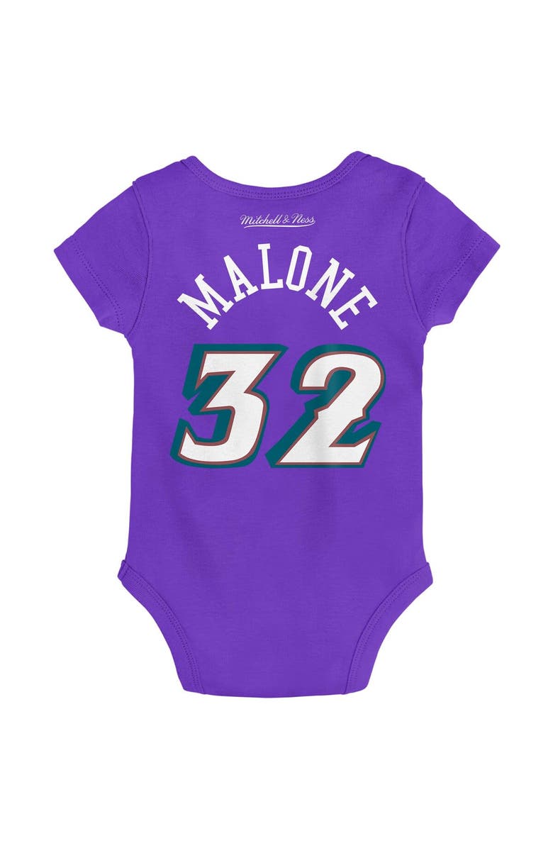 Mitchell & Ness Infant Mitchell & Ness Karl Malone Purple Utah Jazz Hardwood Classics Name & Number Bodysuit, Alternate, color, Purple