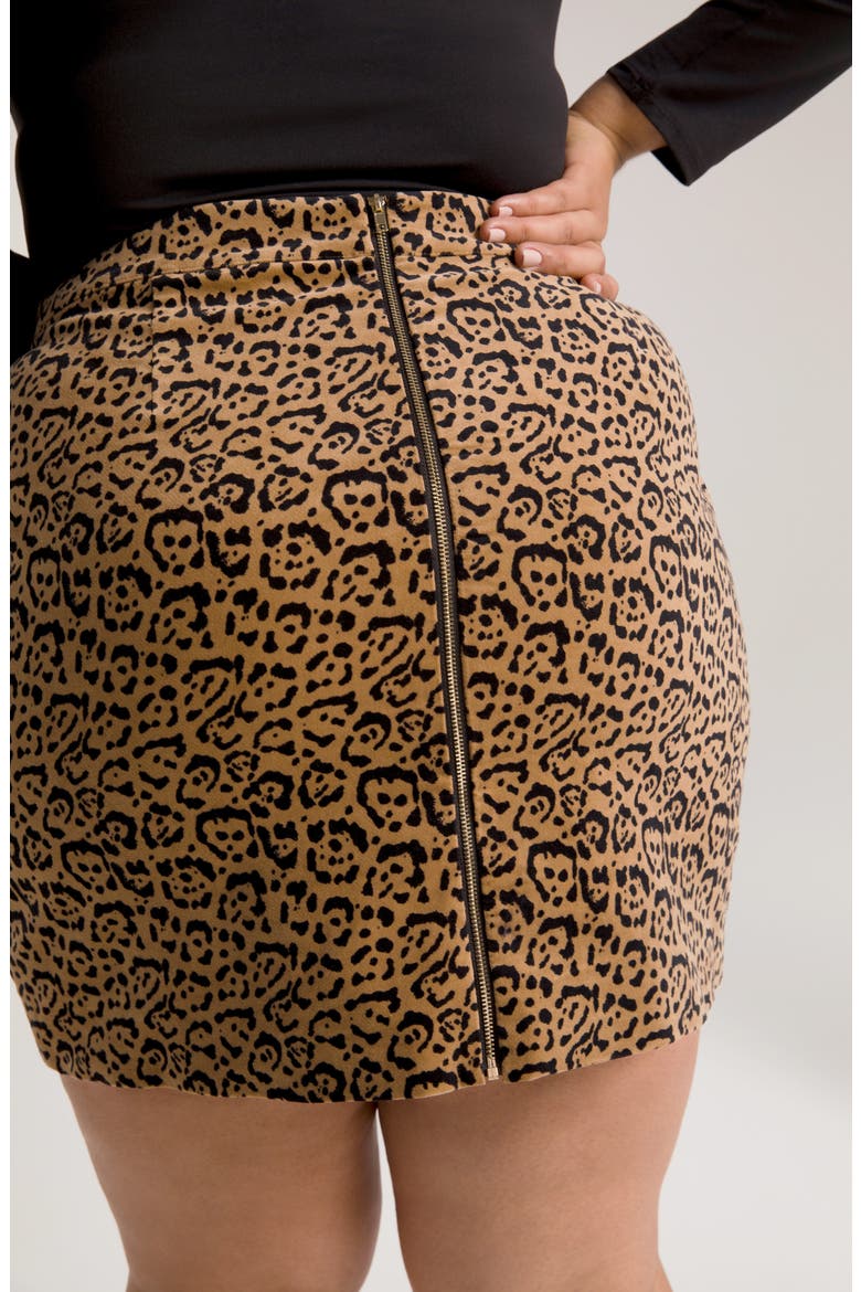 Itty Bitty Leopard Velveteen Miniskirt, Alternate, color, CARAMEL LEOPARD01