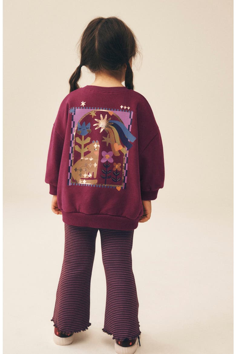 Kids' Celestial 2-Piece Sweatshirt & Flare Leggings Set, Alternate, color, PURPLE