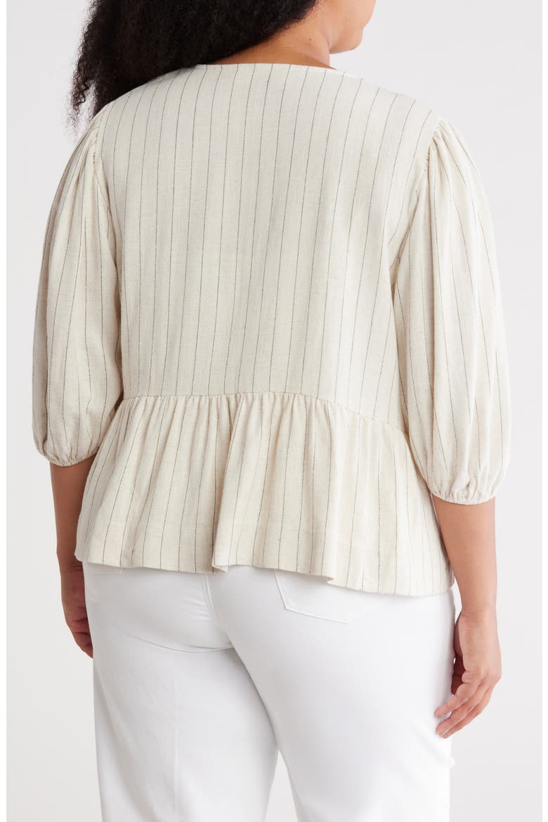 Striped Tie Front Top, Alternate, color, LINEN