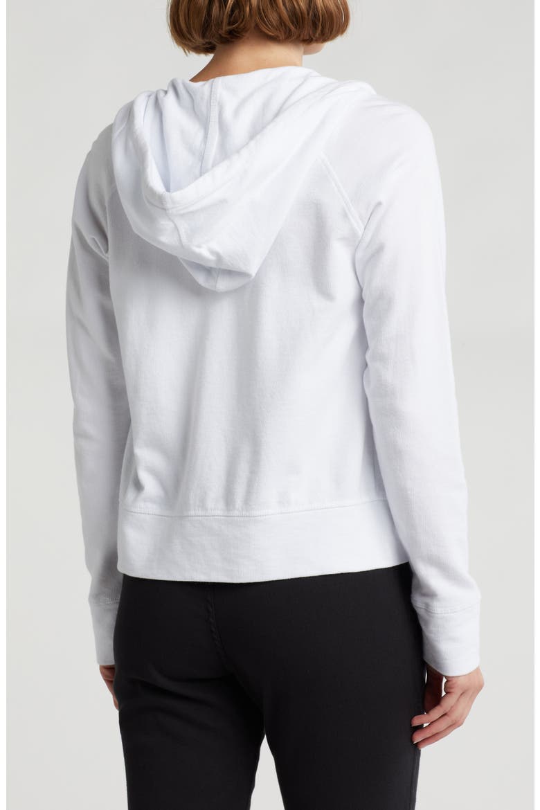 French Terry Crop Zip Hoodie, Alternate, color, WHITE