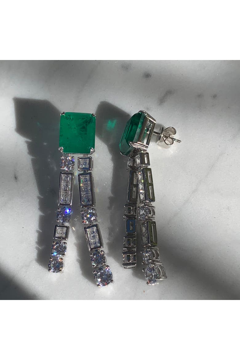 square emerald chandelier earrings, Alternate, color, green