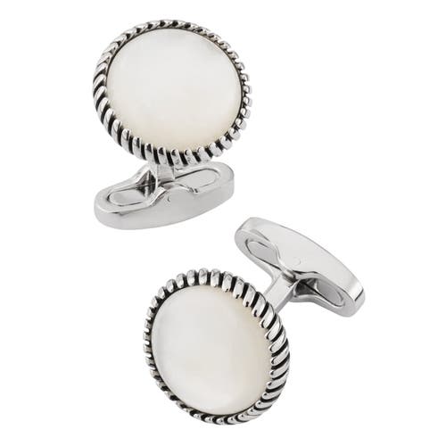 Link Up Round Cufflinks With Texture Border In Multi