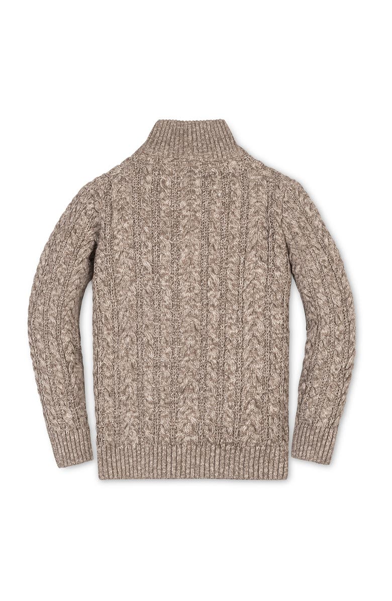 Hope & Henry Kids' Organic Long Sleeve Half Zip Cable Pullover Sweater, Alternate, color, Taupe Marl Cable