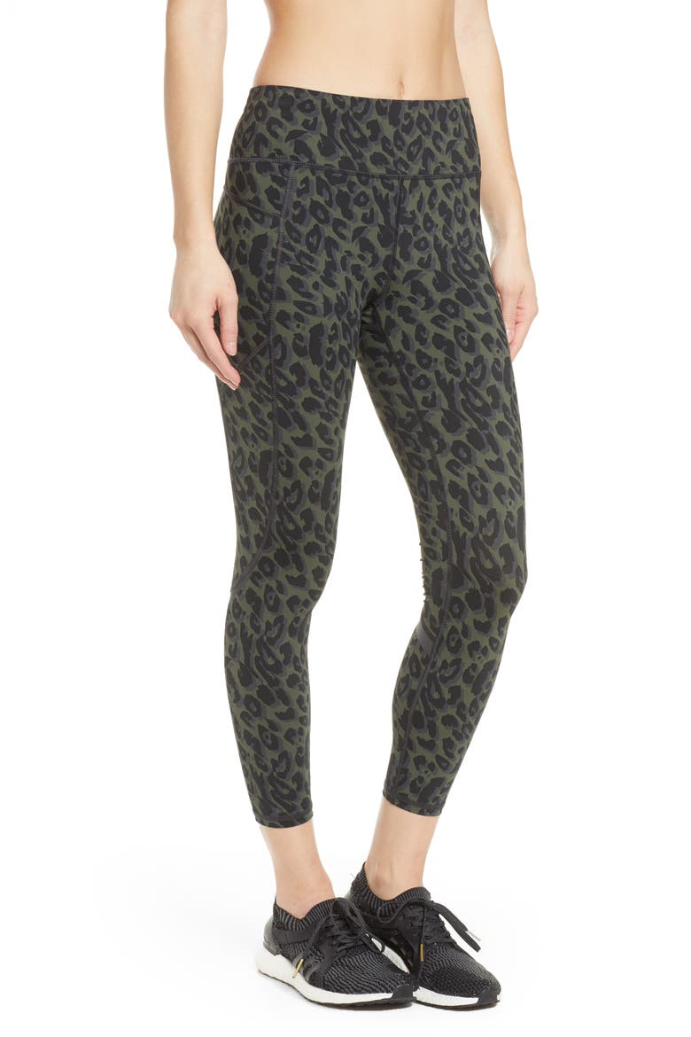 Zero Gravity Pocket 7/8 Run Leggings, Main, color, OLIVE LEOPARD PRINT