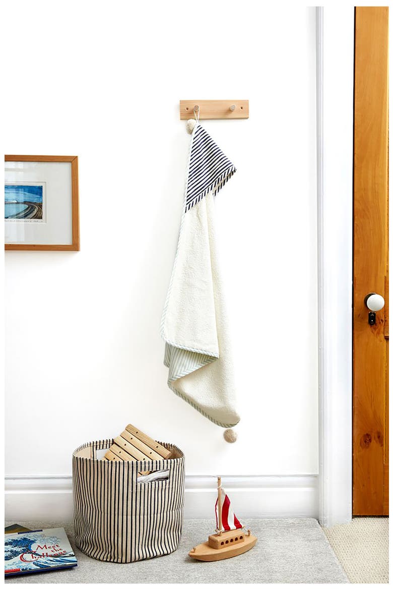 Organic Cotton Hooded Towel, Alternate, color, SEA/ INK