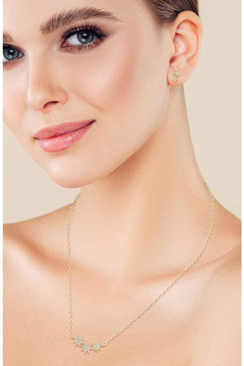 Pavé Starburst Necklace & Earrings Set, Alternate, color, GOLD