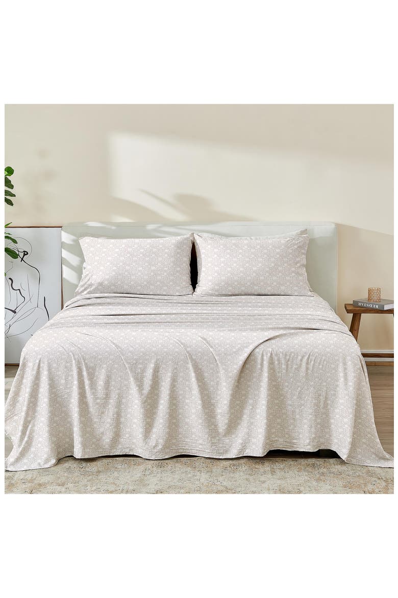 Killian Pre-Washed Sheet Set, Alternate, color, DIAMOND FLOWER GRAY