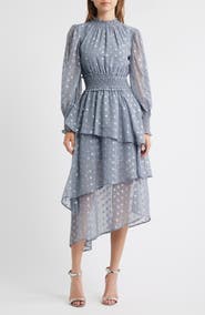 Lipsy Metallic Long Sleeve Midi Dress