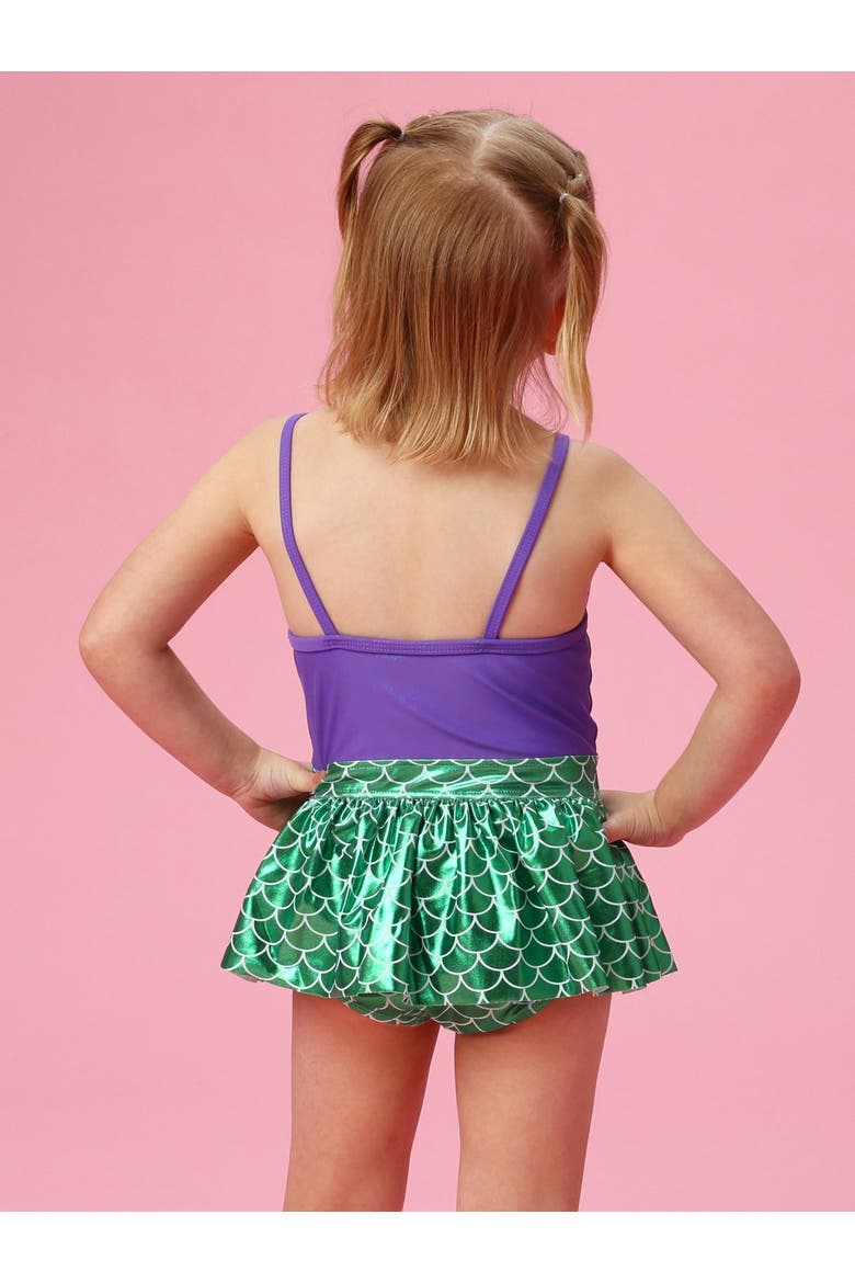 UPF50 Big Bow Skirted One Piece, Alternate, color, Shiny Mermaid Princess
