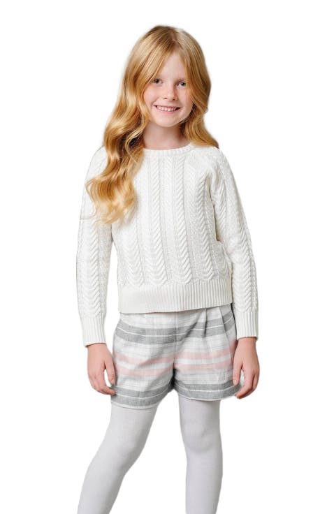 Girls' Organic Raglan Cable Sweater, Kids