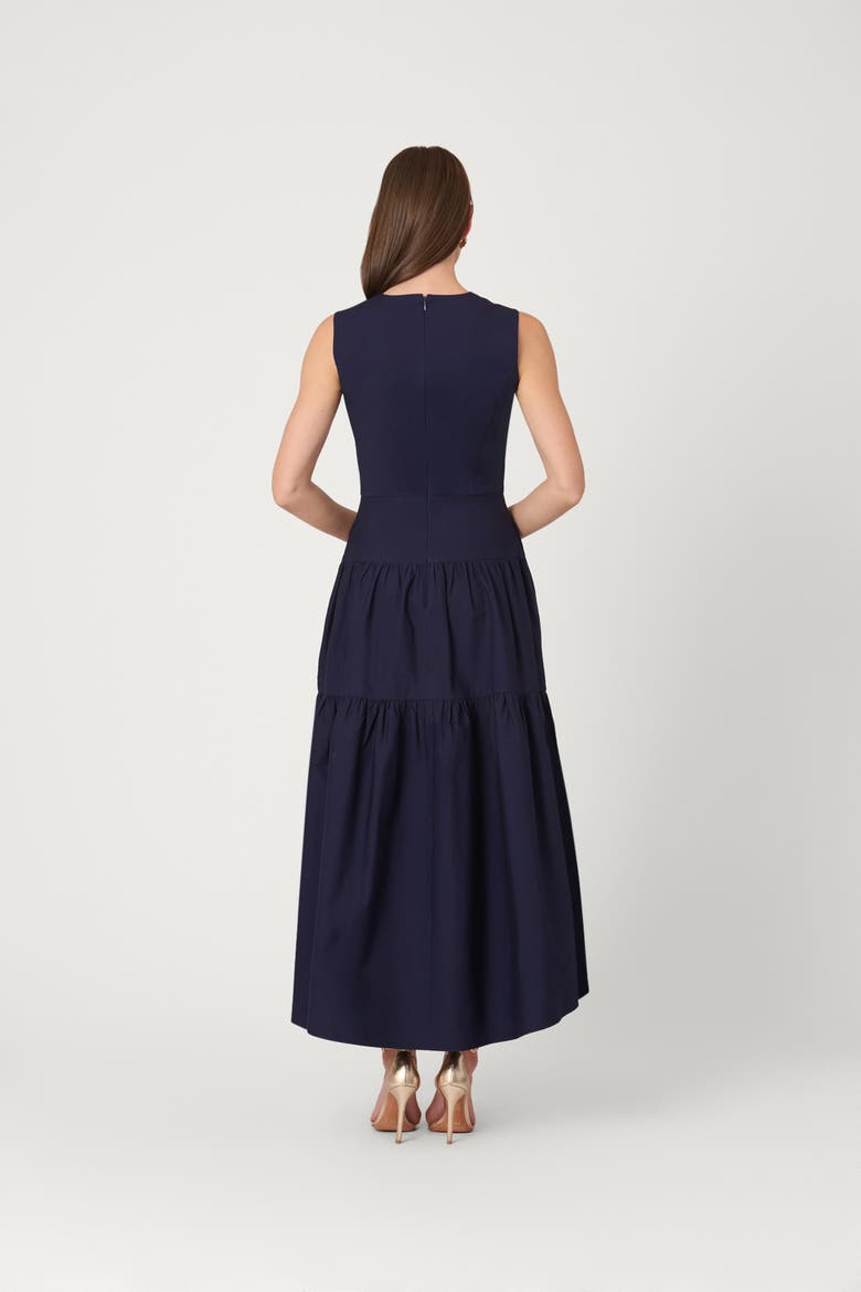 Midnight Embellished Cotton Faille Skylar Dress, Alternate, color, Navy