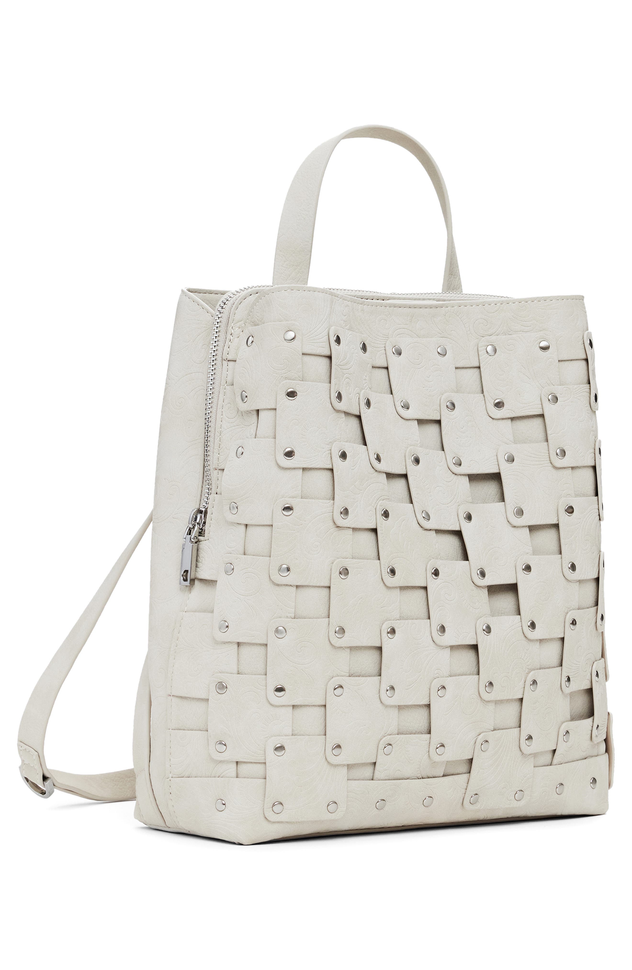 Desigual Medium Faux Leather Backpack, Alternate, color, Light Gray