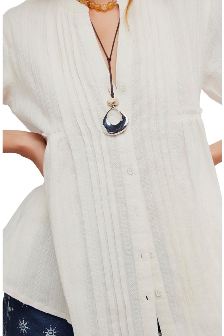 Willow Pintuck Cotton Button-Up Shirt, Alternate, color, IVORY