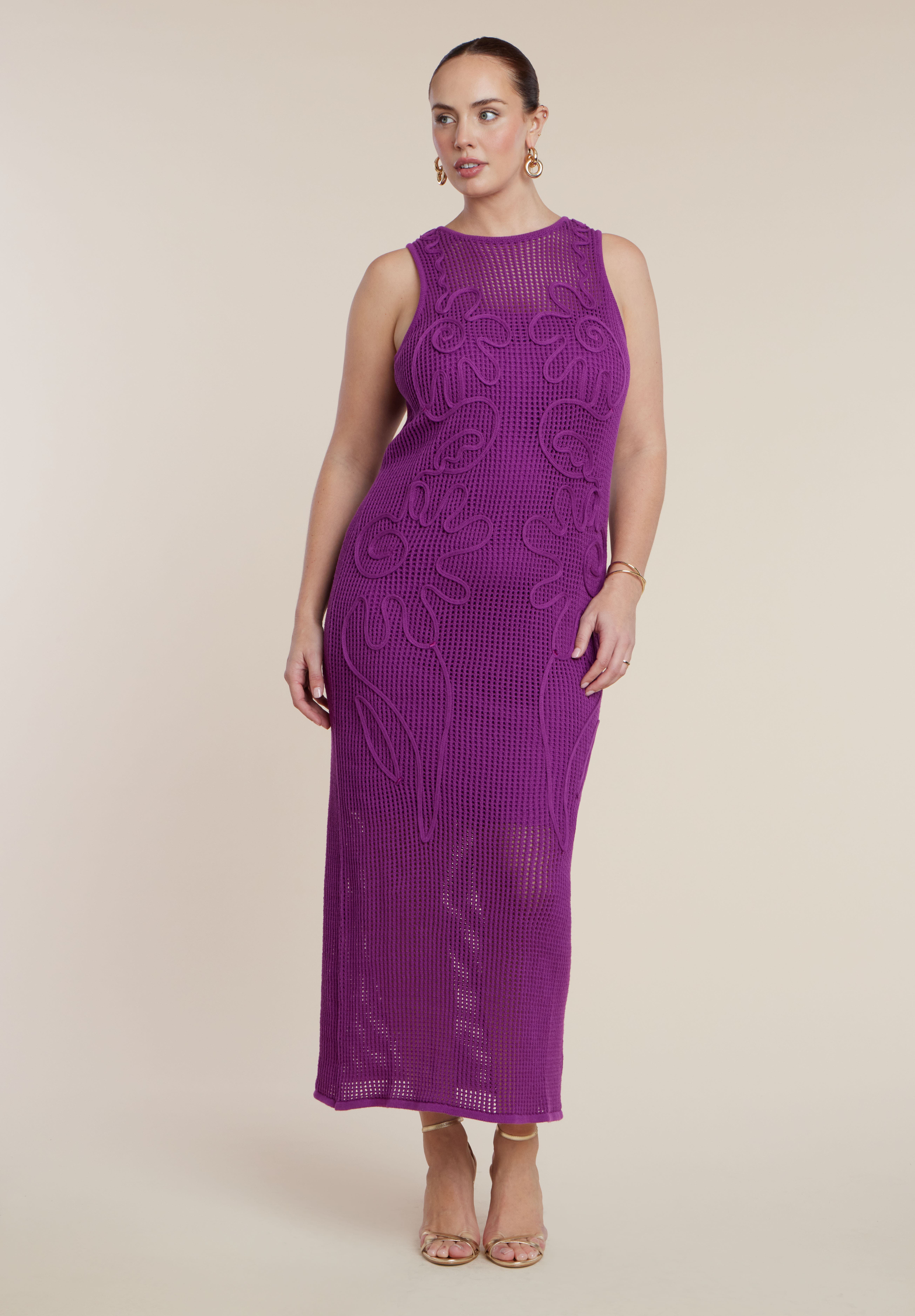 Floral Rope Knit Maxi Dresss - image 2