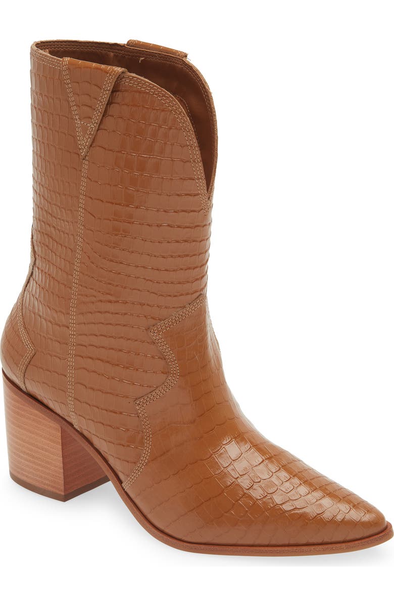 Kaanas Ver Croc Embossed Pointed Toe Western Boot, Main, color,
