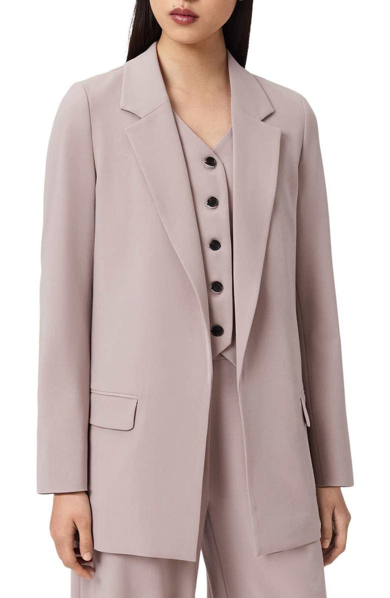 AllSaints Aleida Long Blazer, Main, color, Lilac Purple