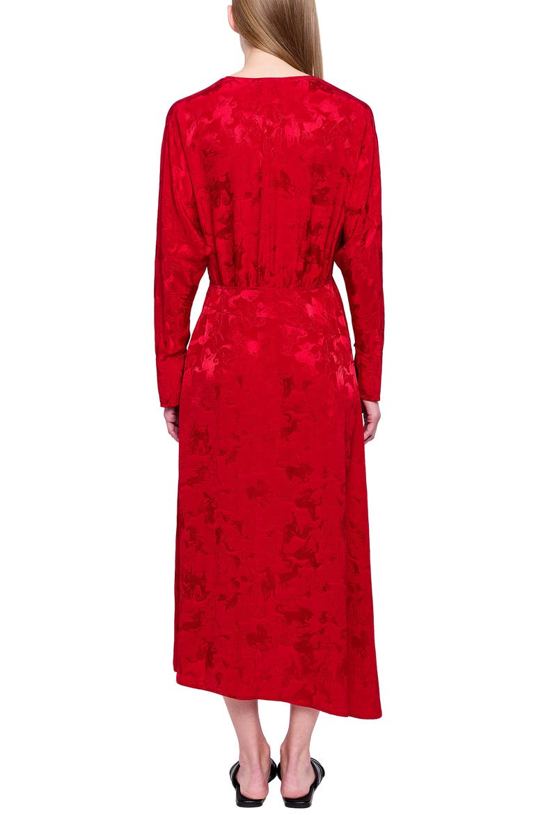Rouna Horse Pattern Jacquard Long Sleeve Silk Dress, Alternate, color, LOVE