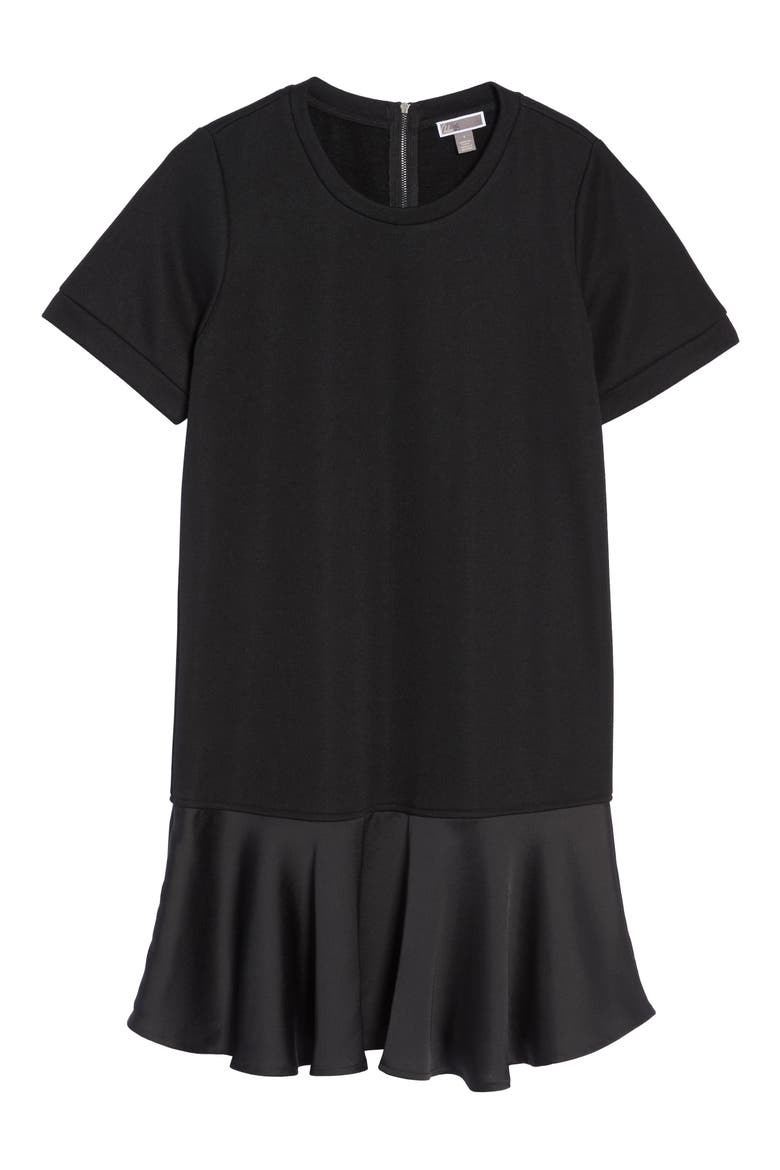Ruffle Hem Sweatshirt Dress, Alternate, color, BLACK
