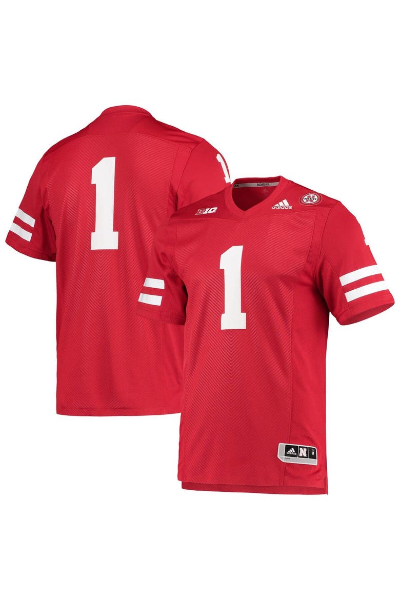 Men's adidas #1 Scarlet Nebraska Huskers Team Premier Football Jersey, Main, color, Scarlet