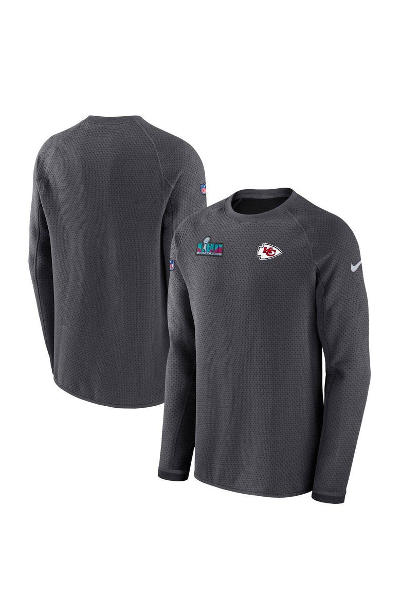 Nike Men's Nike Anthracite Kansas City Chiefs Super Bowl LVII Opening Night Performance Pullover Sweatshirt, Main, color, 