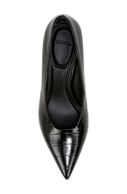 Vince Dianen Croc Embossed Pointed Toe Pump In Black