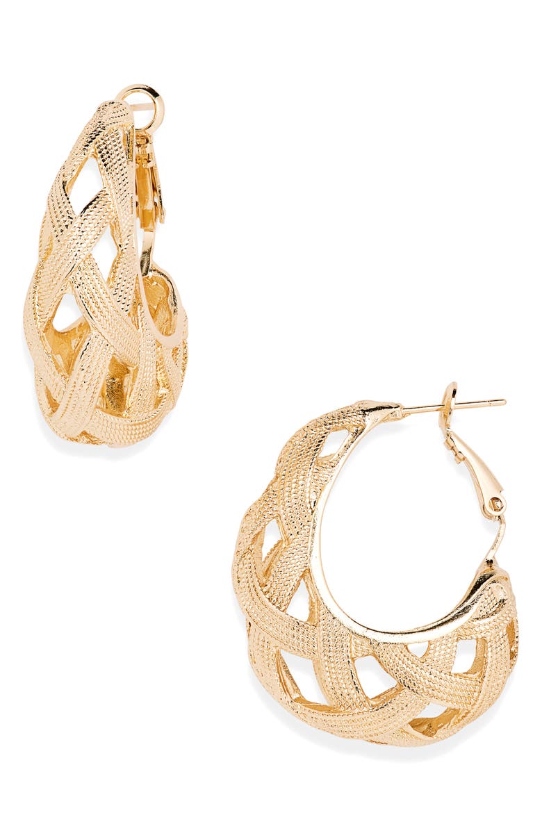 Tasha Woven Textured Hoop Earrings, Main, color, 
