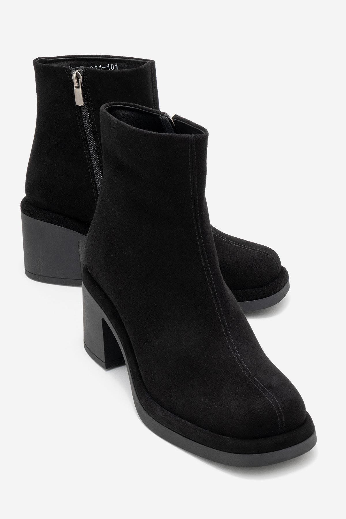 Forever & Always Shoes Junae Leather Block Heel Boot, Alternate, color, Black Suede