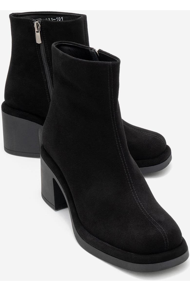 Forever & Always Shoes Junae Leather Block Heel Boot, Alternate, color, Black Suede