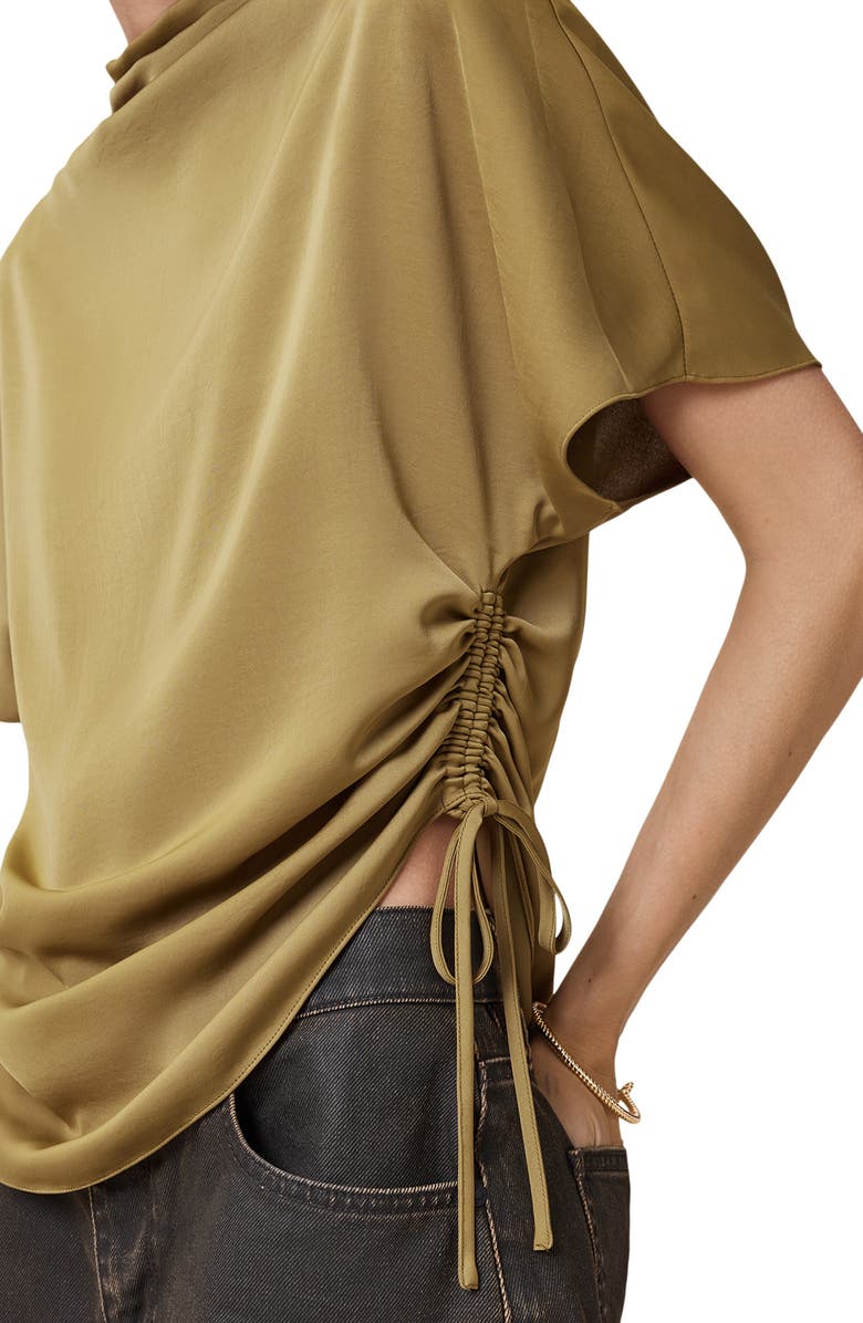 AllSaints Leslie Side Ruched Top, Alternate, color, Cumin Brown
