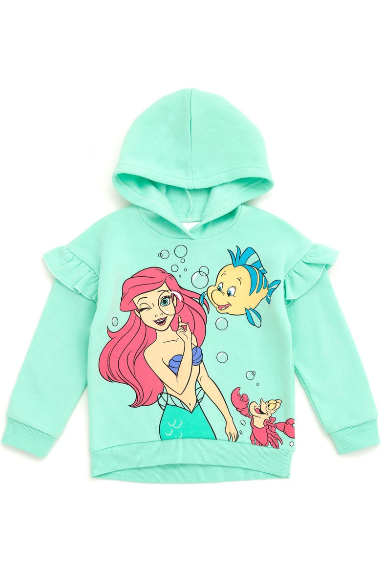 The Little Mermaid Princess Ariel 2-Piece Fleece Hoodie and Pants Set, Alternate, color, Mint Ariel Flounder