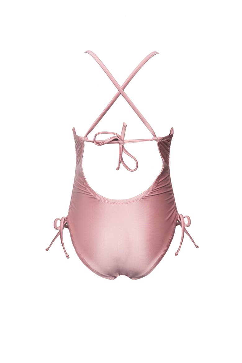 Satin Royale Criss Cross Back Adjustable One Piece Swimsuit, Alternate, color, Light-Pink