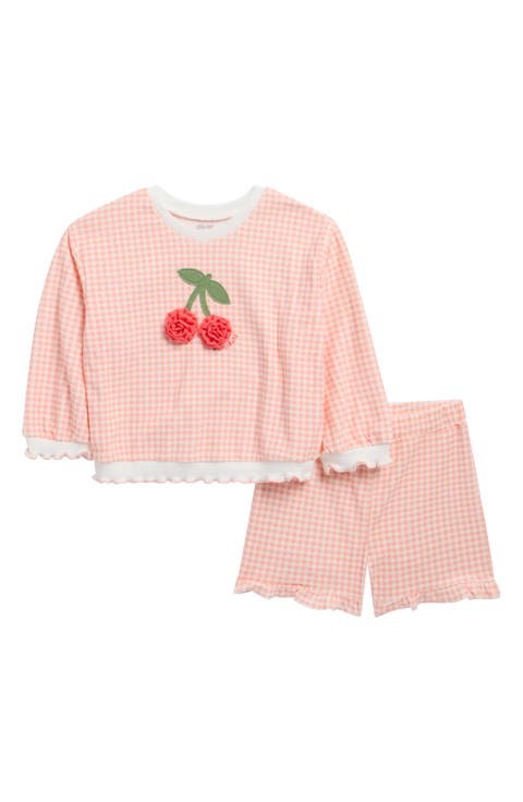 Kids; Cherry Gingham Cotton Blend Top & Shorts Set (Toddler)