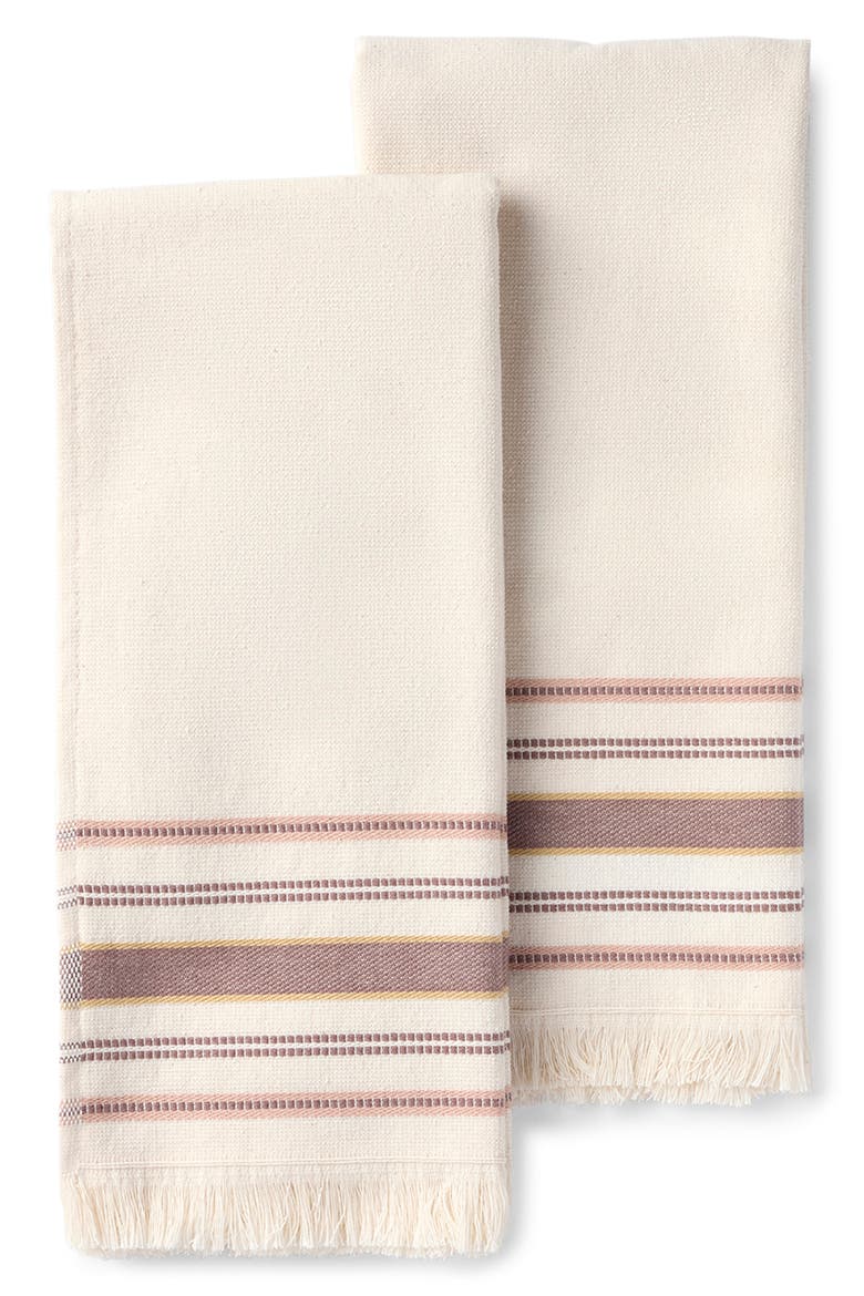 Aptos Organic Cotton Set of 2 Hand Towels, Main, color, UNDYED W/ PETAL STRIPE