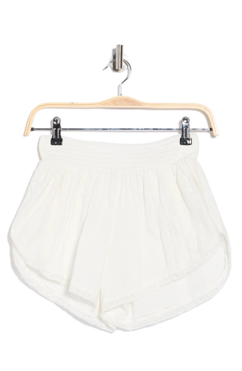 Topshop Smocked Waist Cotton Shorts, Main, color, White