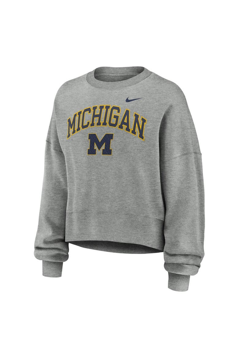 Women's Nike Heather Gray Michigan Wolverines Oversized Phoenix Arch Pullover Sweatshirt, Alternate, color, Heather Gray