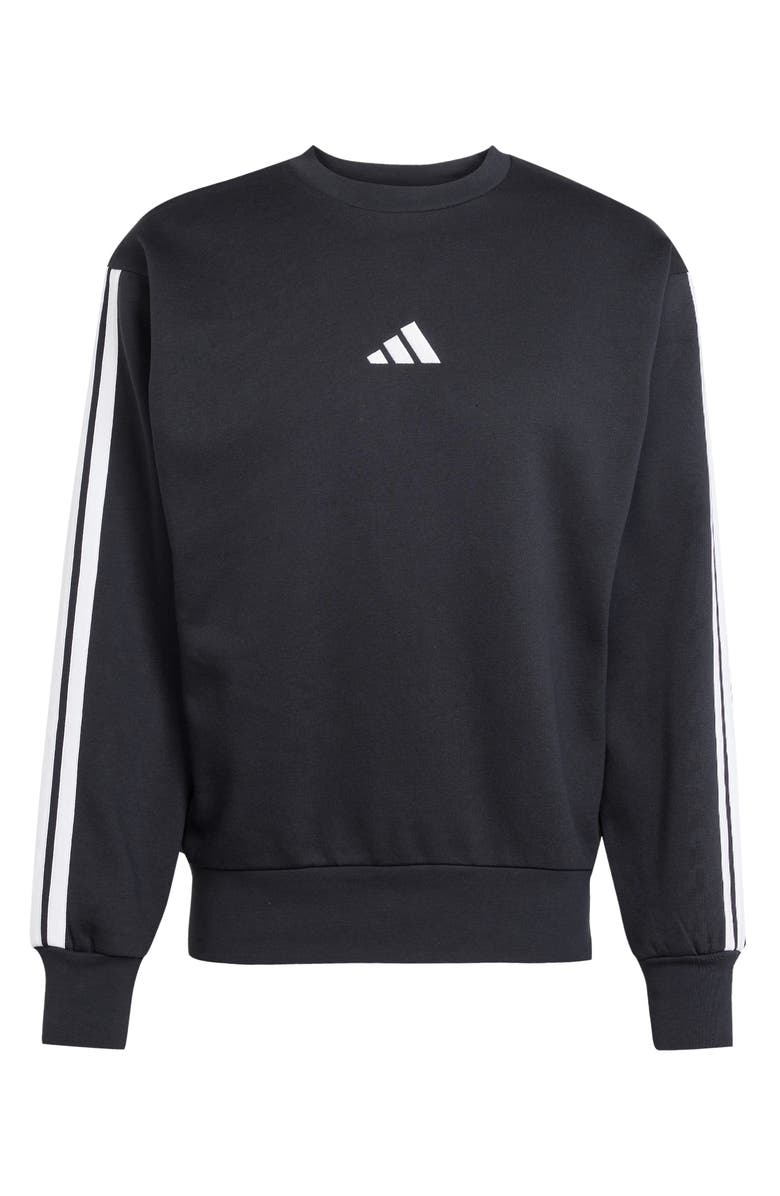 adidas Essential 3-Stripes Fleece Pullover, Alternate, color, Black/ White