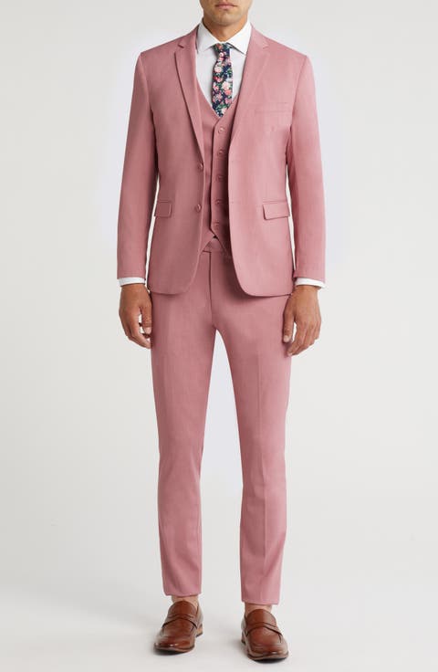 Skinny Fit Solid Stretch Three Piece Suit