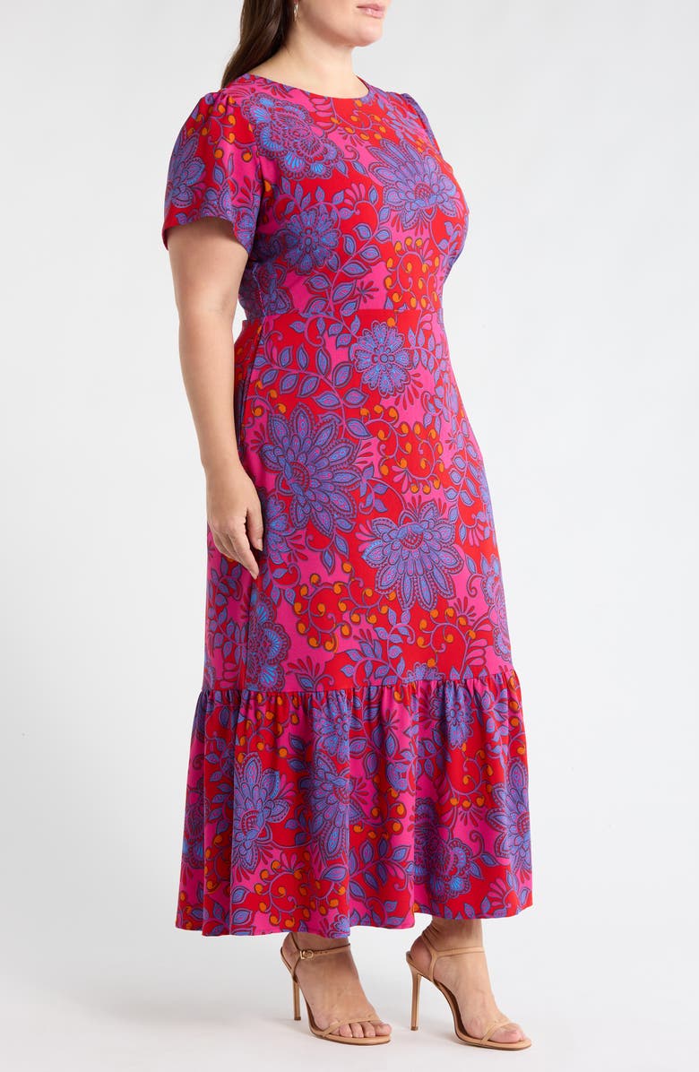 SUGARLIPS Darret Floral Ruffle Maxi Dress, Alternate, color, Fuchsia-Multi