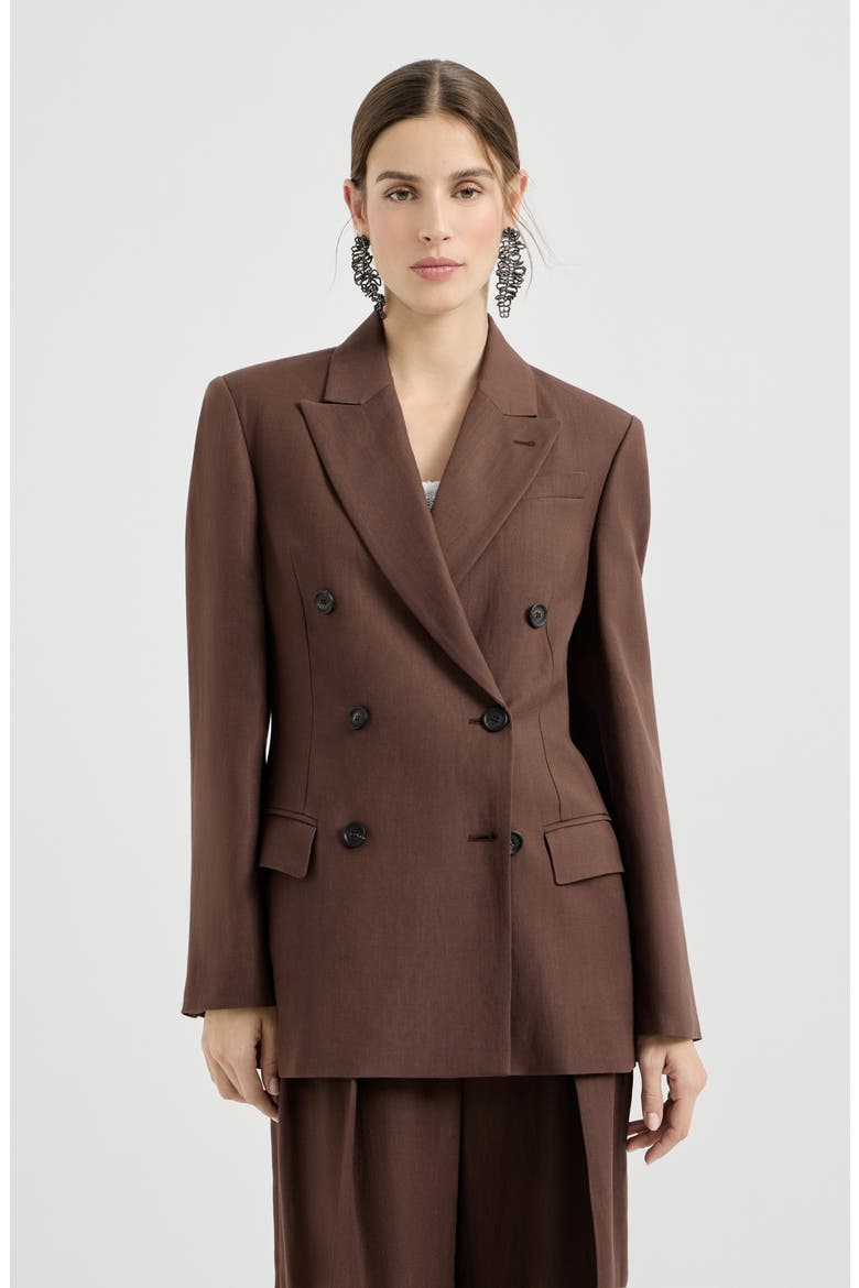 Fluid twill blazer, Main, color, Cocoa