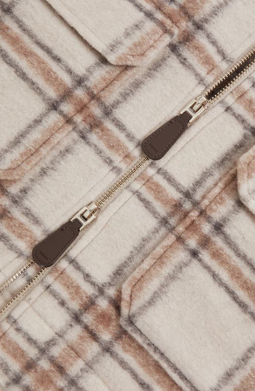 Reiss Varena Plaid Zip Shirt Jacket In Gray