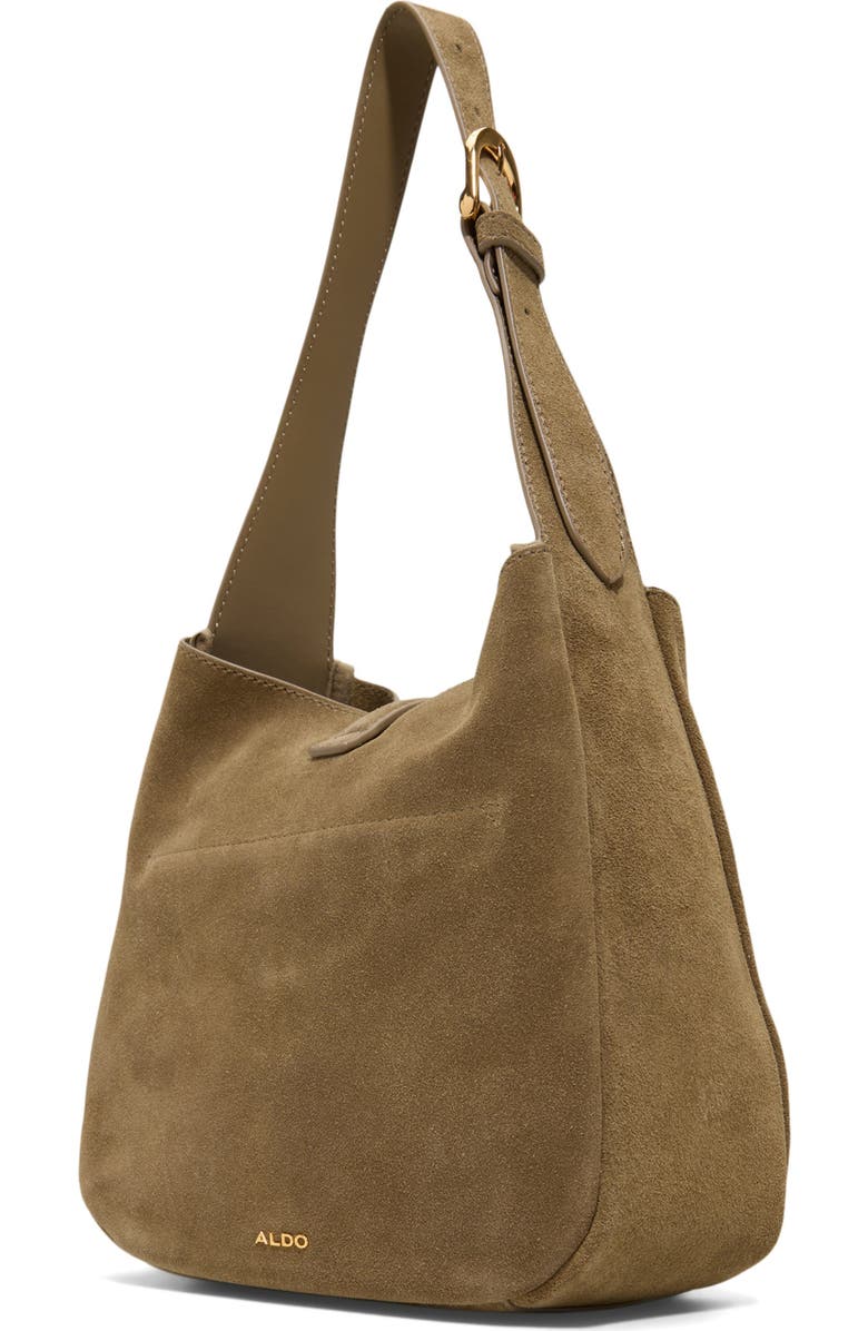 ALDO Soffiettaluxe Suede Shoulder Bag, Alternate, color, Khaki
