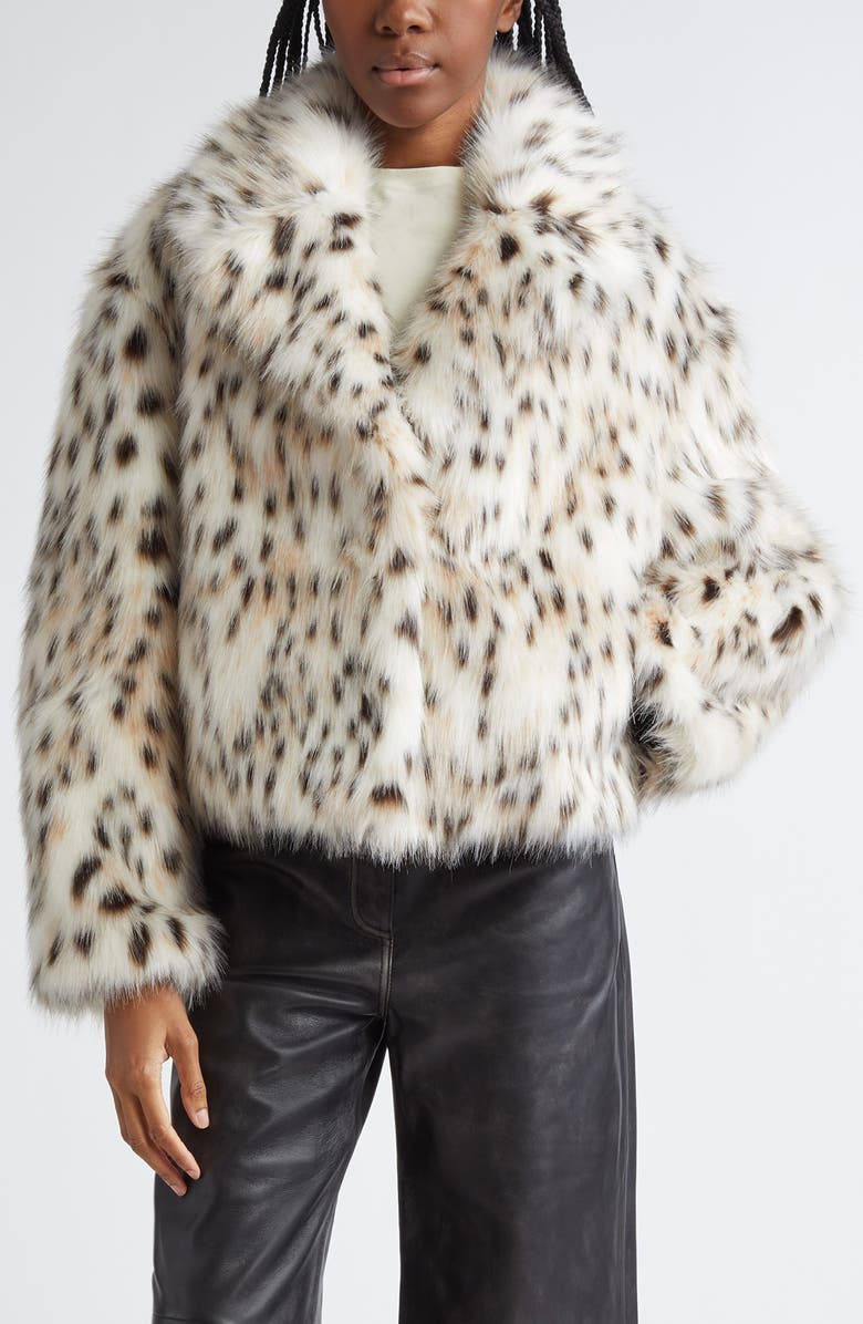 Stand Studio Samara Leopard Faux Fur Jacket, Main, color,
