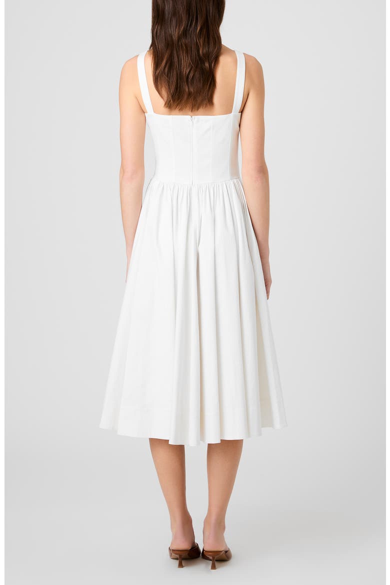 Fitted Bodice Cotton Blend Midi Dress, Alternate, color, SUMMER WHITE