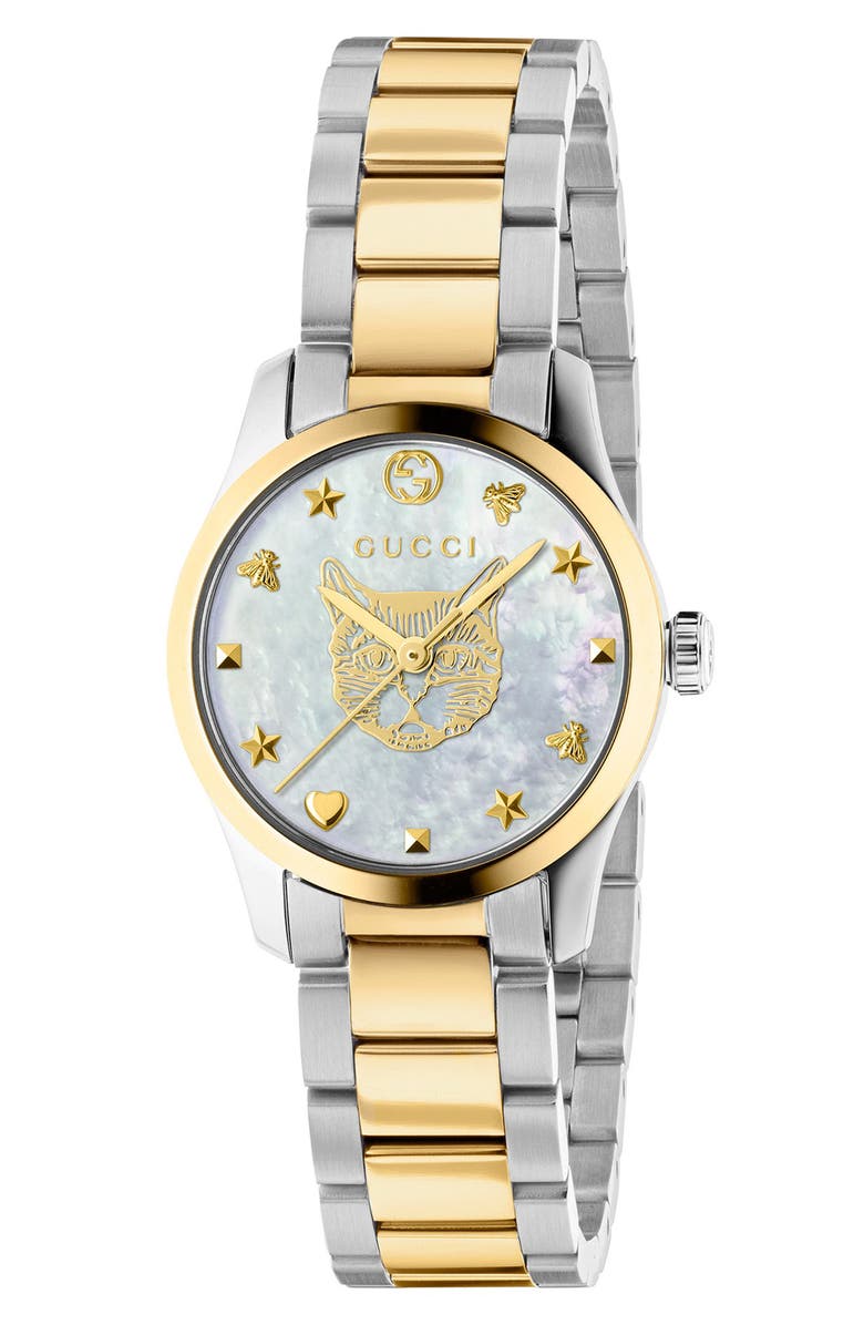 Gucci G-Timeless Feline Bracelet Watch, 27mm, Main, color,